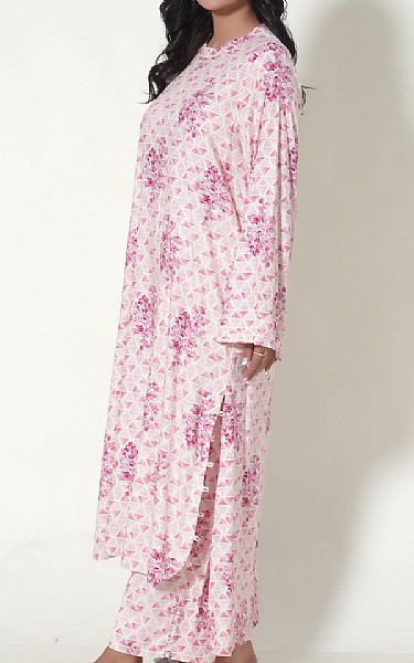 Zeen White/Pink Linen Suit (2 Pcs) | Pakistani Winter Dresses- Image 2