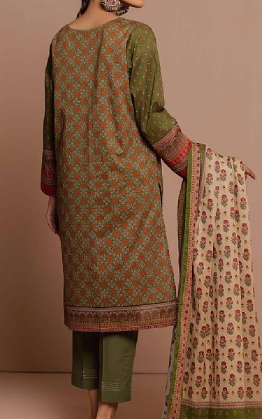 Zeen Olive Green Slub Suit | Pakistani Dresses in USA- Image 2