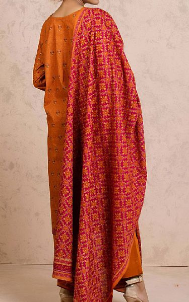 Zeen Safety Orange Cambric Suit | Pakistani Dresses in USA- Image 2