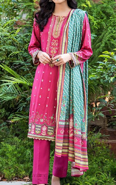 Zeen Magenta Linen Suit | Pakistani Dresses in USA- Image 1