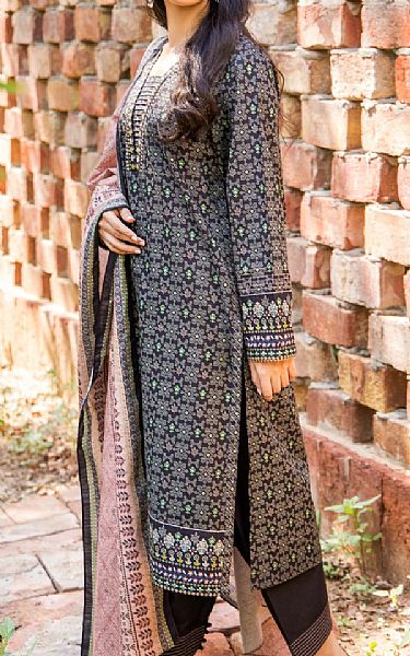 Zeen Navy/Black Linen Suit | Pakistani Dresses in USA- Image 2
