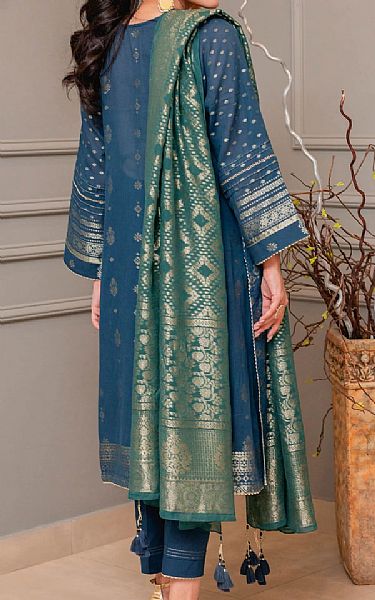 Zeen Denim Blue Jacquard Suit | Pakistani Dresses in USA- Image 2