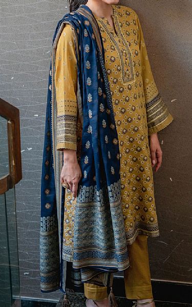 Zeen Mustard Jacquard Suit | Pakistani Dresses in USA- Image 1