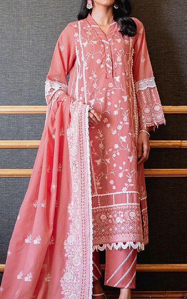 Zeen Salmon Pink Jacquard Suit | Pakistani Dresses in USA- Image 1
