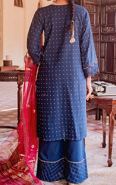 Zeen Navy Blue Jacquard Suit | Pakistani Dresses in USA- Image 2