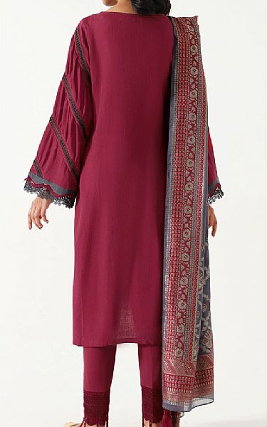 Zeen Crimson Jacquard Suit | Pakistani Dresses in USA- Image 2