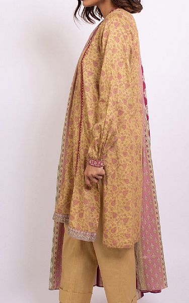 Zeen Sand Gold Cottel Suit | Pakistani Winter Dresses- Image 2