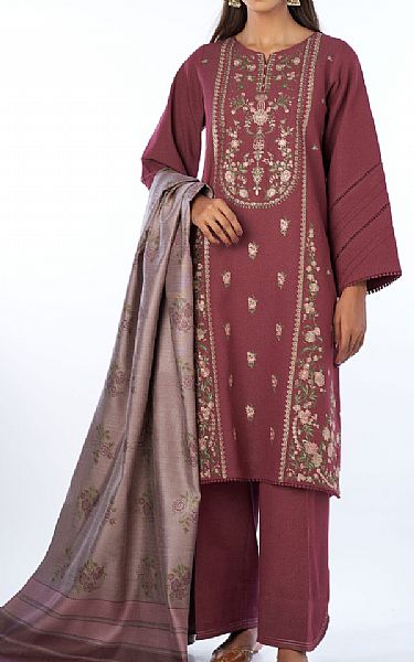 Zeen Wine Red Karandi Suit | Pakistani Winter Dresses- Image 1