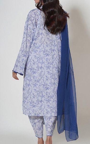 Zeen White/Blue Cambric Suit | Pakistani Lawn Suits- Image 2