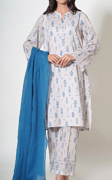 Zeen Ivory/Turquoise Lawn Suit | Pakistani Lawn Suits- Image 1