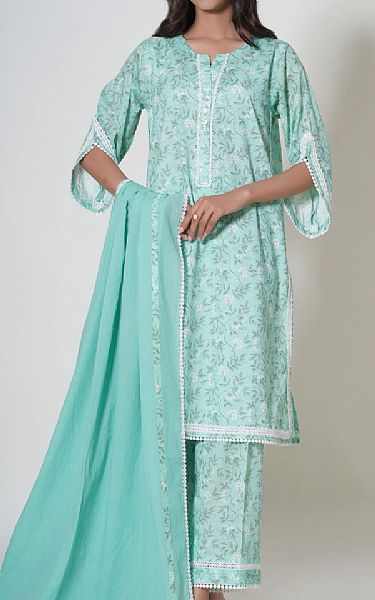 Zeen Light Turquoise Cambric Suit | Pakistani Winter Dresses- Image 1