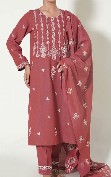 Zeen Auburn Red Karandi Suit | Pakistani Winter Dresses- Image 1