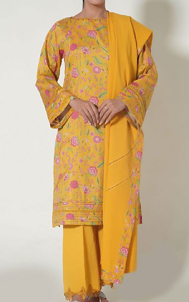 Zeen Yellow Cottel Suit | Pakistani Winter Dresses- Image 1