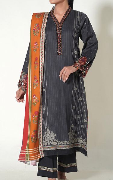 Zeen Charcoal Cottel Suit | Pakistani Winter Dresses- Image 1