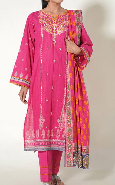 Zeen Hot Pink Khaddar Suit | Pakistani Winter Dresses- Image 1