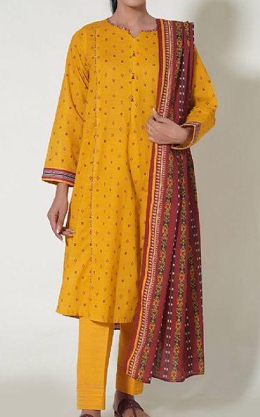 Zeen Golden Yellow Khaddar Suit | Pakistani Winter Dresses- Image 1