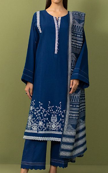 Zeen Navy Blue Slub Suit | Pakistani Winter Dresses- Image 1