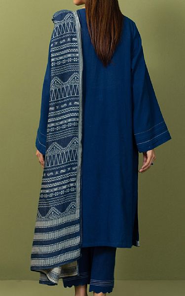 Zeen Navy Blue Slub Suit | Pakistani Winter Dresses- Image 2