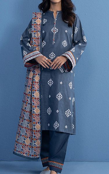 Zeen Marlbe Blue Slub Suit | Pakistani Winter Dresses- Image 1