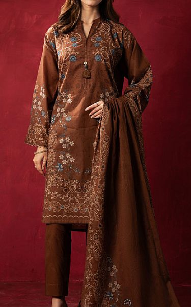 Zeen Brown Lawn Suit | Pakistani Lawn Dress in USA- Image 1