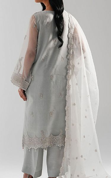 Zeen Slate Grey Organza Suit | Pakistani Embroidered Chiffon Dresses USA- Image 2