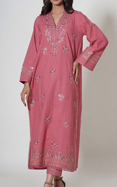 Zeen Tulip Pink Cotton Slub Suit (2 Pcs) | Pakistani Lawn Suits- Image 1