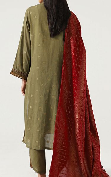 Zeen Asparagus Green Jacquard Suit | Pakistani Winter Dresses- Image 2