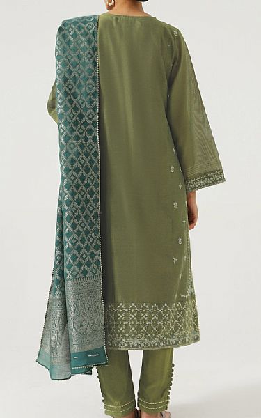 Zeen Reseda Green Cotton Net Suit | Pakistani Winter Dresses- Image 2