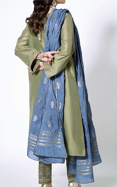 Zeen Sage/Grey Blue Cotton Suit | Pakistani Winter Dresses- Image 2