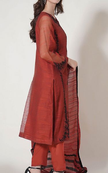 Zeen Vivid Auburn Khaddi Net Suit | Pakistani Winter Dresses- Image 2