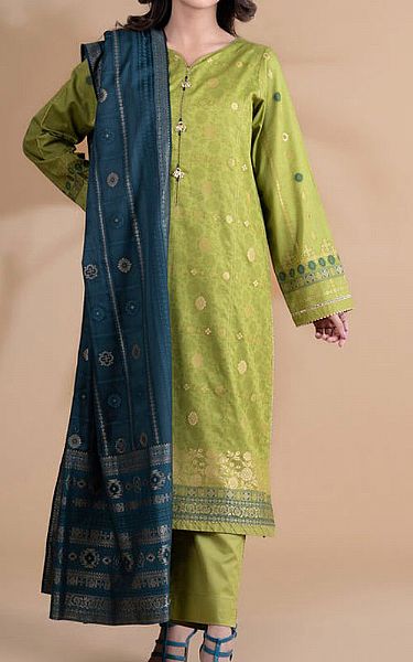 Zeen Apple Green Jacquard Suit | Pakistani Lawn Suits- Image 1
