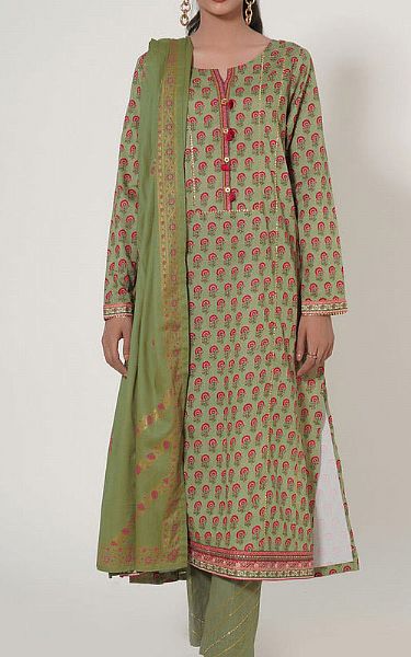 Zeen Olive Green Lawn Suit | Pakistani Lawn Suits- Image 1