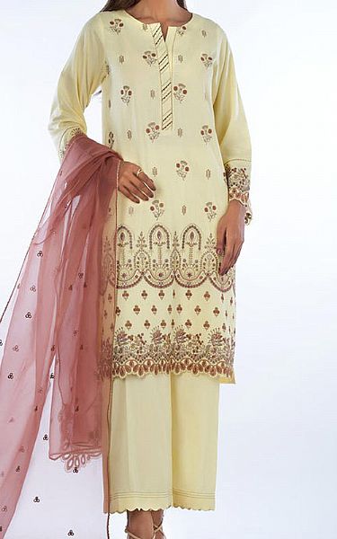 Zeen Off-white Silk Suit | Pakistani Embroidered Chiffon Dresses- Image 1