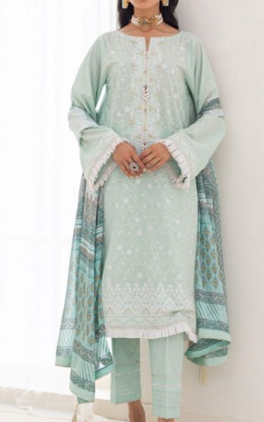 Zellbury Sky Blue Cambric Suit | Pakistani Winter Dresses- Image 1