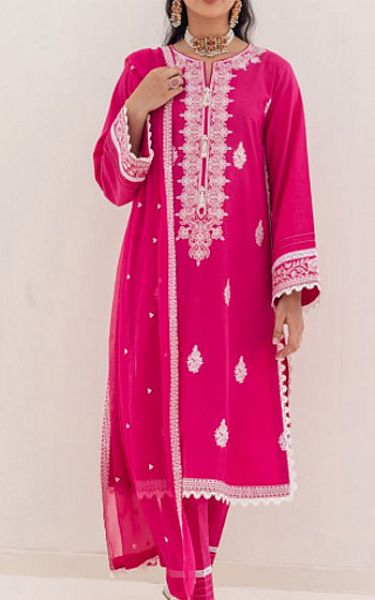 Zellbury Brink Pink Cambric Suit | Pakistani Winter Dresses- Image 1