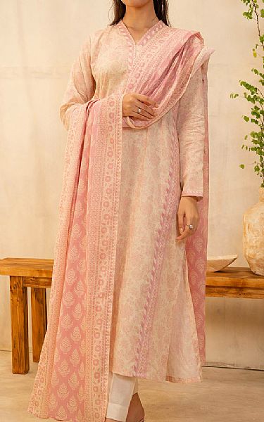 Zellbury Off White/Light Pink Lawn Suit | Pakistani Lawn Dress in USA- Image 1