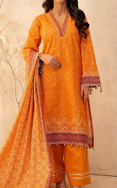 Zellbury Pumpkin Orange Lawn Suit | Pakistani Lawn Dress in USA- Image 1