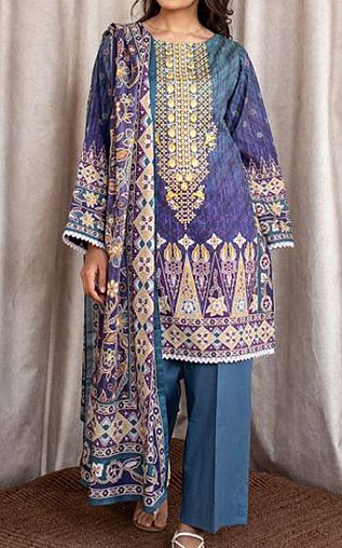 Zellbury Grey/Indigo Cambric Suit | Pakistani Winter Dresses- Image 1