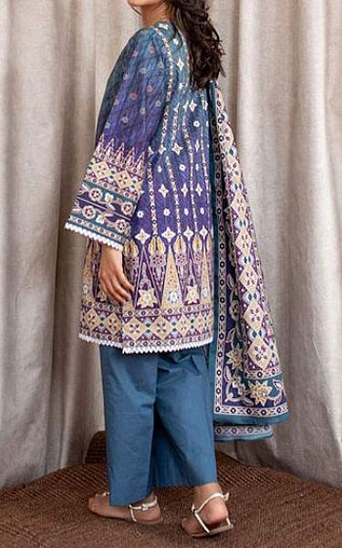 Zellbury Grey/Indigo Cambric Suit | Pakistani Winter Dresses- Image 2