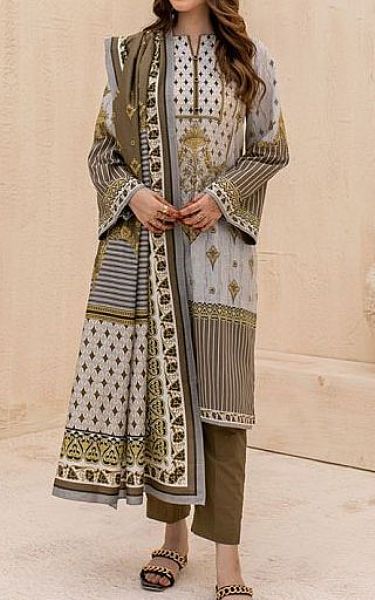 Zellbury Olive Green/White Cambric Suit | Pakistani Dresses in USA- Image 1