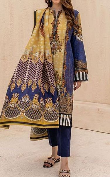 Zellbury Sand Gold/Royal Blue Cambric Suit | Pakistani Dresses in USA- Image 1