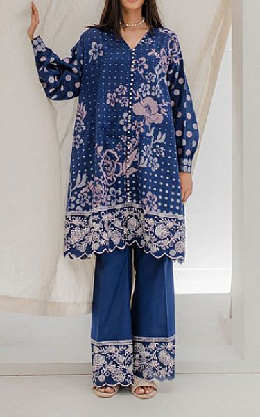 Zellbury Blue Jacquard Suit (2 Pcs) | Pakistani Lawn Suits- Image 1
