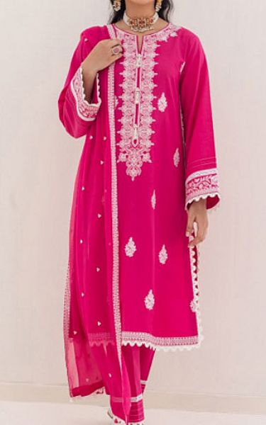 Zellbury Shocking Pink Cambric Suit | Pakistani Lawn Suits- Image 1