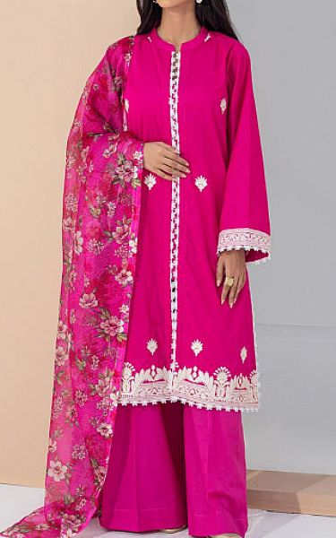 Zellbury Hot Pink Jacquard Suit | Pakistani Lawn Dress in USA- Image 1