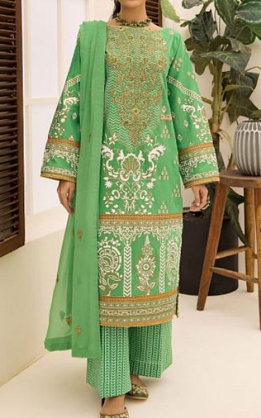 Zellbury Parrot Green Lawn Suit | Pakistani Lawn Suits- Image 1