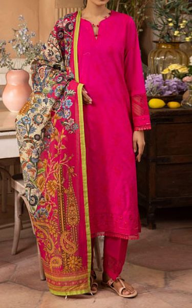 Zellbury Deep Pink Lawn Suit | Pakistani Lawn Suits- Image 1