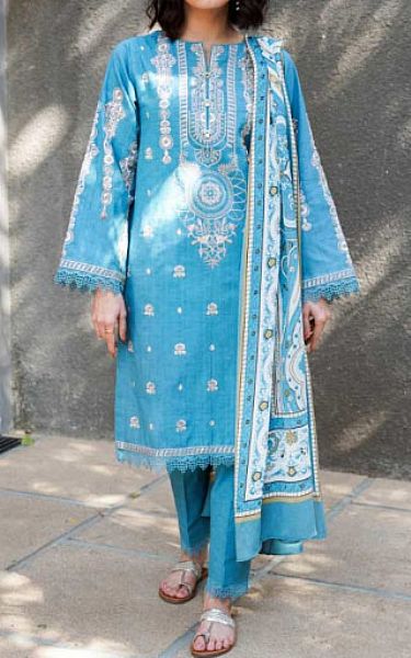Zellbury Turquoise Khaddar Suit | Pakistani Winter Dresses- Image 1