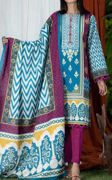 Zellbury Denim Blue Khaddar Suit | Pakistani Winter Dresses- Image 1