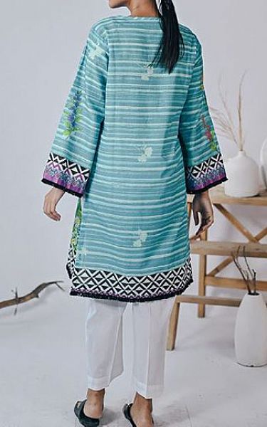 Zellbury Tropical Green Khaddar Kurti | Pakistani Dresses in USA- Image 2
