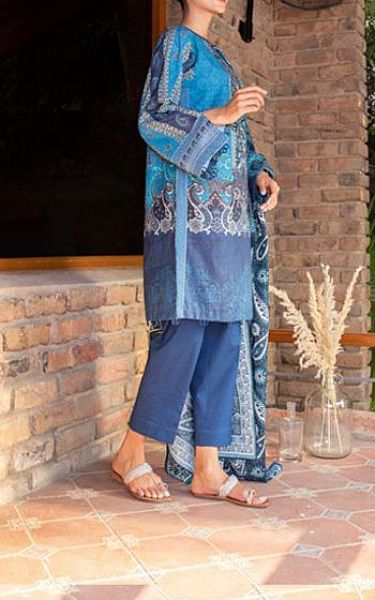 Zellbury Denim Blue Khaddar Suit (2 Pcs) | Pakistani Dresses in USA- Image 2